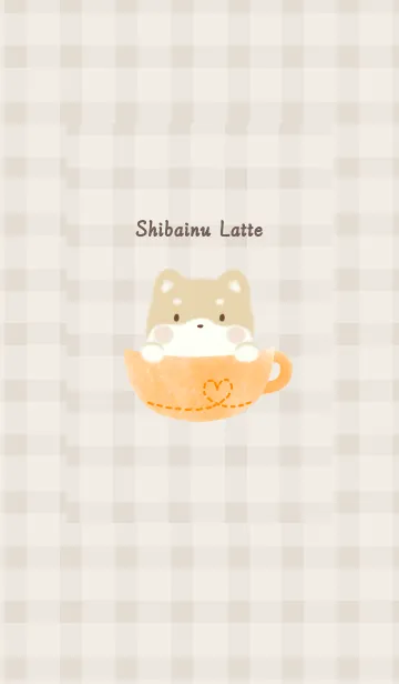 [LINE着せ替え] しばいぬラテ -オレンジ- チェックの画像1