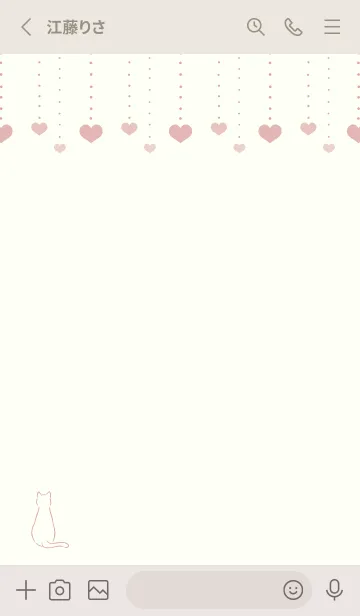 [LINE着せ替え] 猫とハート 2 -いちごミルク-の画像2