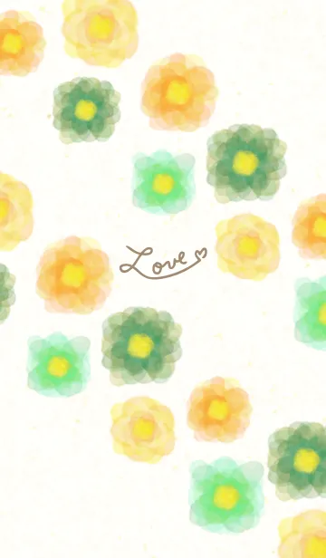 [LINE着せ替え] 水彩 花 緑と黄色14の画像1