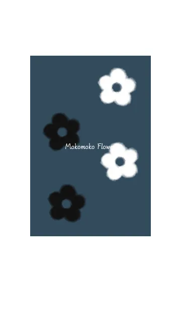 [LINE着せ替え] もこもこフラワー -ネイビー- 02の画像1