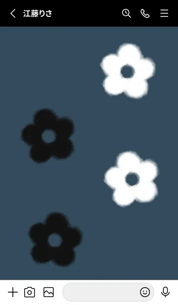 [LINE着せ替え] もこもこフラワー -ネイビー- 02の画像2