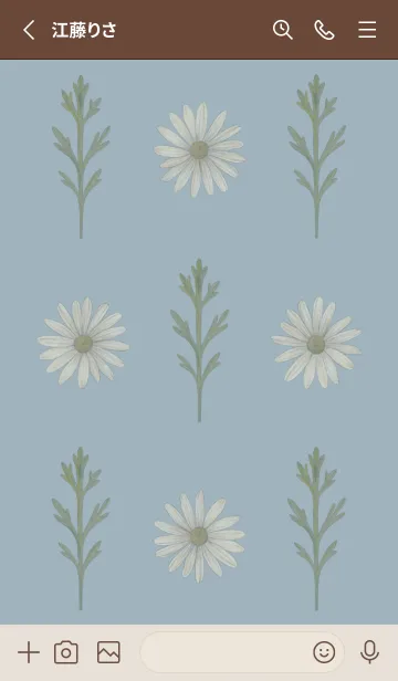 [LINE着せ替え] BOTANICAL - マーガレット / 灰水色の画像2