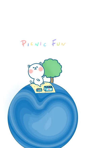 [LINE着せ替え] Picnic Fun J-White Blueの画像1