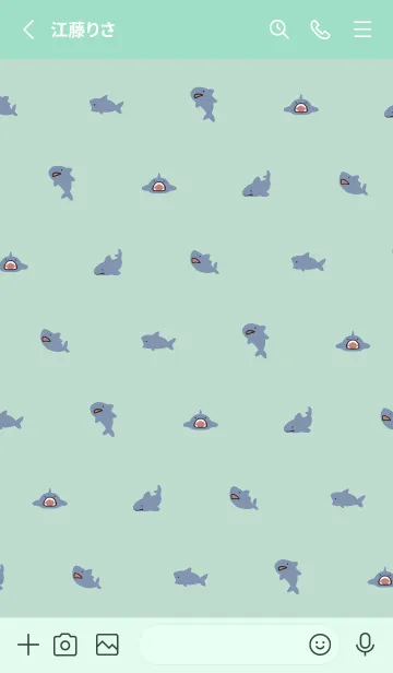 [LINE着せ替え] ミントグリーン : さめの着せ替えの画像2