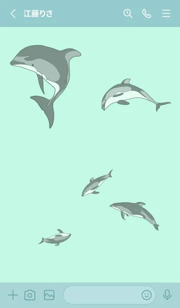 [LINE着せ替え] 泳ぐイルカ/dolphin/シンプル/ブルーの画像2