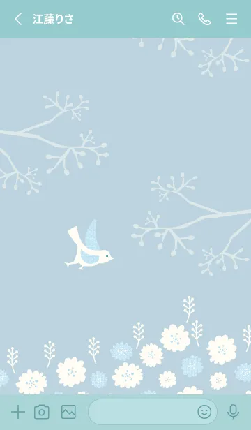 [LINE着せ替え] 北欧風 鳥と花3の画像2