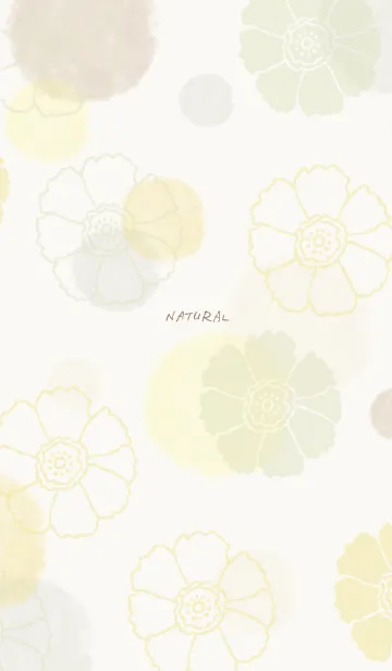 [LINE着せ替え] 花と水彩丸 黄色 茶色19の画像1