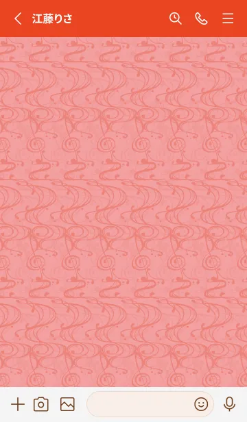 [LINE着せ替え] 和音 流水紋と五線とト音記号 紅梅色の画像2