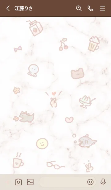 [LINE着せ替え] シンプルアイコン5✿ピンクブラウン09_1の画像2