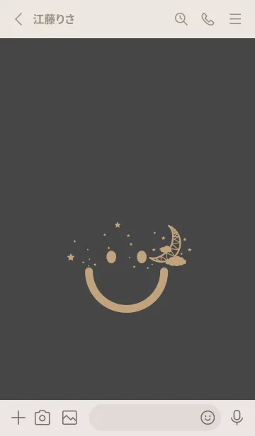 [LINE着せ替え] スマイル＆三日月 オリーブ茶の画像2