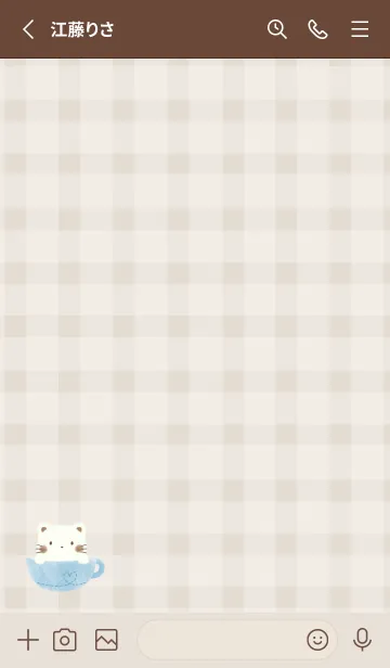 [LINE着せ替え] しろねこラテ -ブルー- チェックの画像2