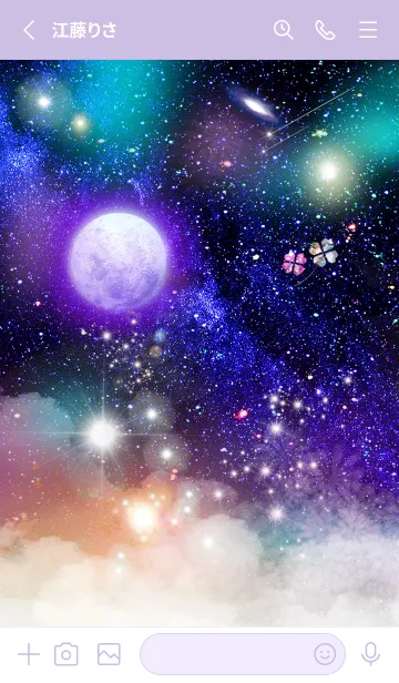[LINE着せ替え] 願いが叶う 月と宇宙 クローバー2の画像2