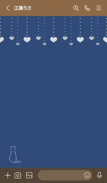 [LINE着せ替え] 猫とハート 2 -ネイビー-の画像2