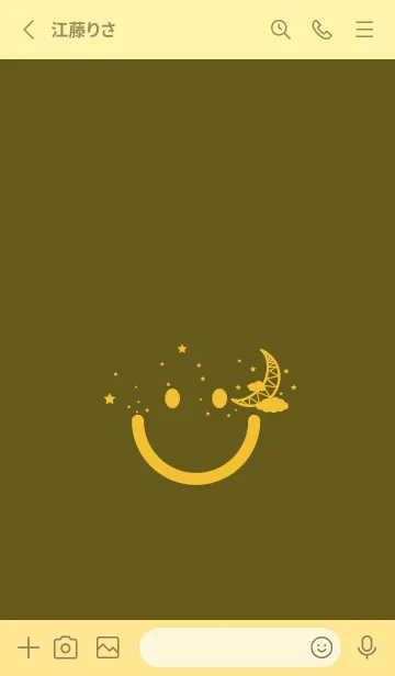 [LINE着せ替え] スマイル＆三日月 オリーブドラブの画像2