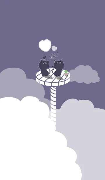 [LINE着せ替え] cat on platform J-fog gray purpleの画像1