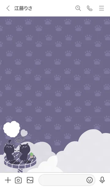 [LINE着せ替え] cat on platform J-fog gray purpleの画像2