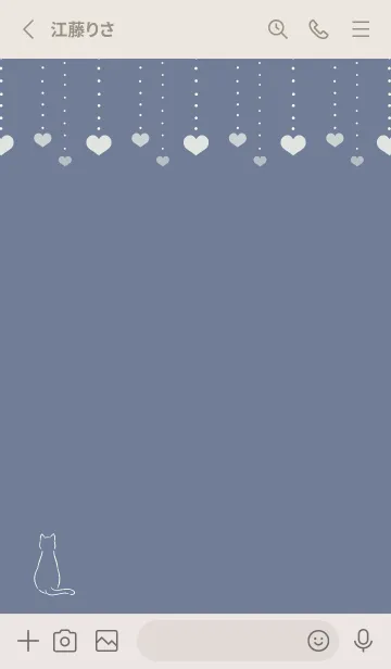 [LINE着せ替え] 猫とハート 2 -ブルーグレー-の画像2