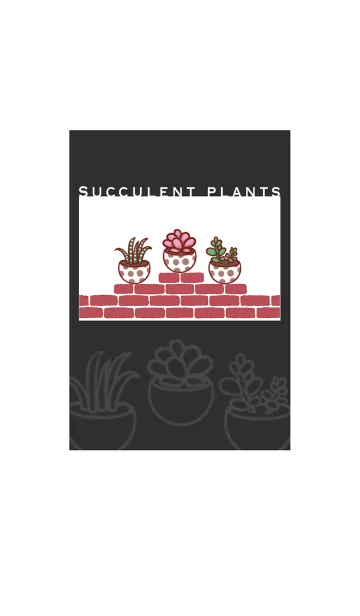 [LINE着せ替え] Succulents J-white black redの画像1