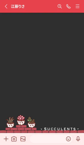 [LINE着せ替え] Succulents J-white black redの画像2