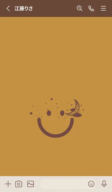 [LINE着せ替え] スマイル＆三日月 黄土色の画像2