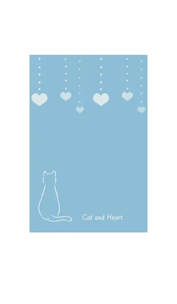 [LINE着せ替え] 猫とハート 2 -ブルー-の画像1