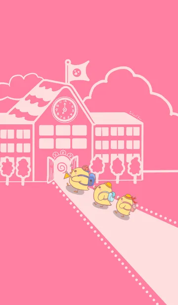 [LINE着せ替え] Duckling school fun J-Pink. gray redの画像1