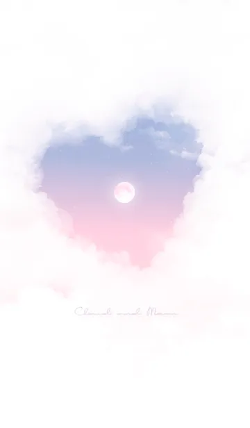 [LINE着せ替え] ハート雲と満月 - ブルー ＆ ピンク 12の画像1