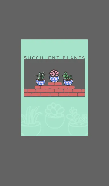 [LINE着せ替え] Succulents J-Mint Green.Grayの画像1