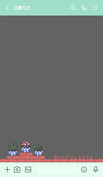 [LINE着せ替え] Succulents J-Mint Green.Grayの画像2