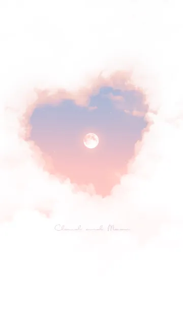 [LINE着せ替え] ハート雲と満月 - ブルー ＆ ピンク 13の画像1