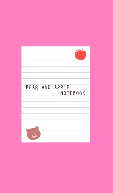 [LINE着せ替え] くまとりんごのノート/ピーチカラーの画像1
