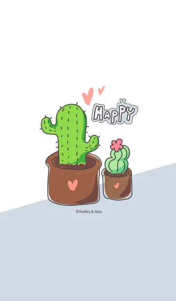 [LINE着せ替え] Succulent J-white. Gray blueの画像1