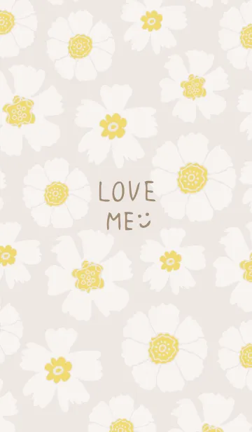 [LINE着せ替え] 白い花たくさん ベージュ4の画像1