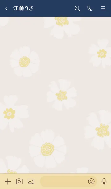 [LINE着せ替え] 白い花たくさん ベージュ4の画像2