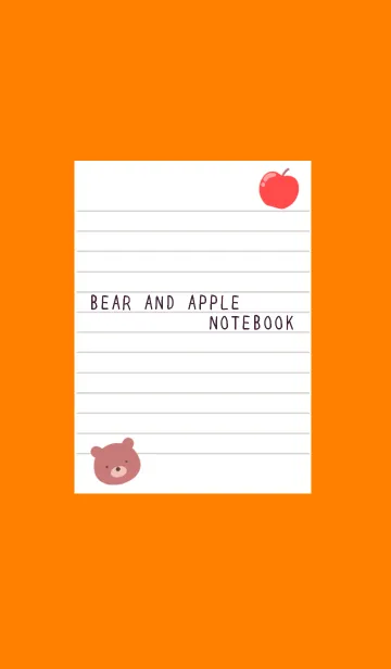 [LINE着せ替え] くまとりんごのノート/オレンジ/ブラックの画像1