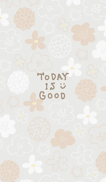 [LINE着せ替え] 白とベージュの花 グレージュ3の画像1