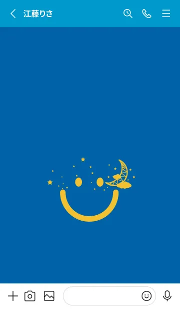 [LINE着せ替え] スマイル＆三日月 シアンブルーの画像2