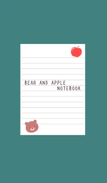 [LINE着せ替え] くまとりんごのノート/くすみ深緑色の画像1
