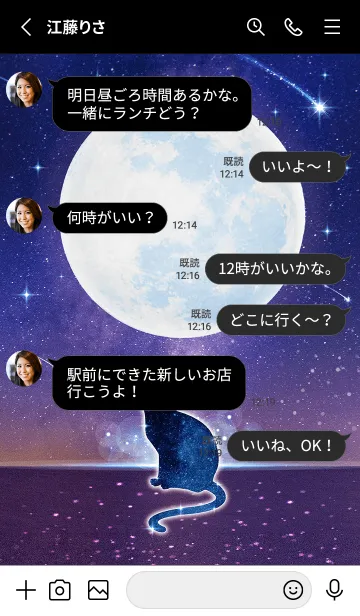 [LINE着せ替え] 幸運をもたらす✨満月とネコの画像3