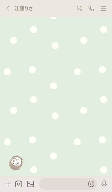 [LINE着せ替え] ハリネズミと帽子-パンダ- グリーン ドットの画像2