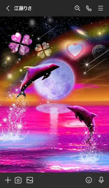 [LINE着せ替え] 恋愛運イルカと月♥Space Lucky Dolphin♥#の画像2