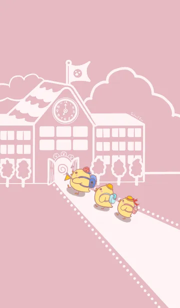 [LINE着せ替え] Duckling school fun J-grey pink.Lgreyの画像1