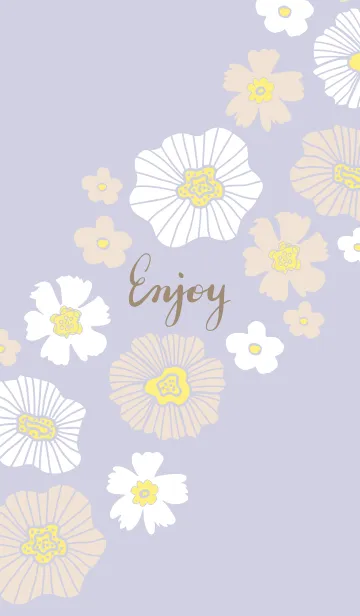 [LINE着せ替え] 白とベージュのお花 斜め5の画像1