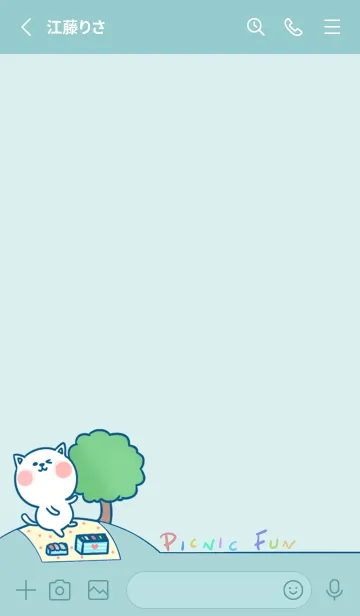 [LINE着せ替え] Picnic fun J-light gray indigo. Whiteの画像2