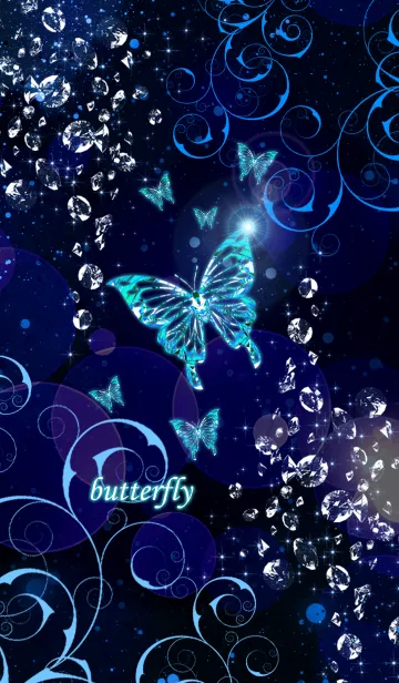 [LINE着せ替え] butterfly [ocean blue]の画像1