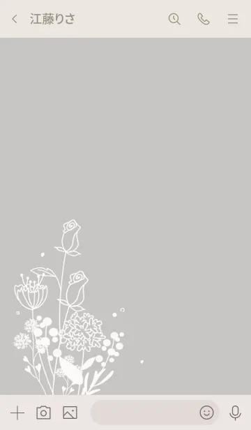 [LINE着せ替え] ナチュラルフラワー・ブーケ・グレージュの画像2