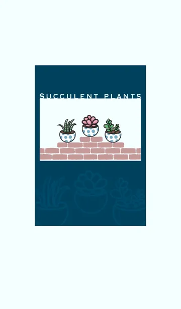 [LINE着せ替え] Succulents J-light gray. Navy blueの画像1