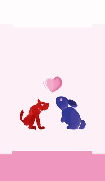 [LINE着せ替え] ekst Red（Dog）Love Blue（Rabbit）の画像1