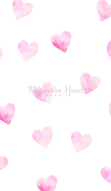 [LINE着せ替え] WatercolorHeart - PINKWHITEの画像1