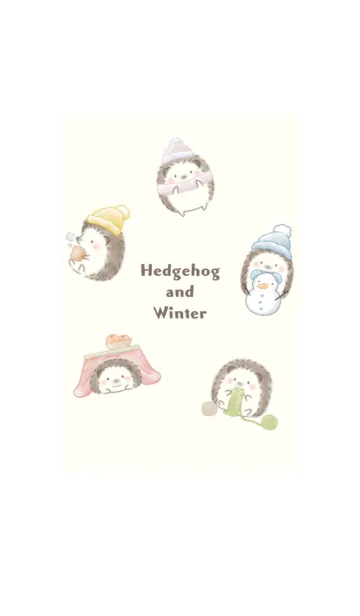 [LINE着せ替え] ハリネズミと冬 ベージュの画像1